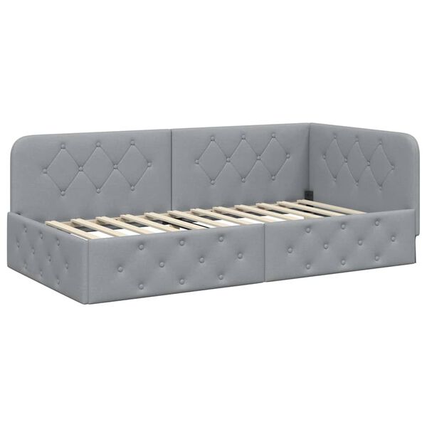 vidaXL Cadre de lit d'angle Gris clair 90 x 190 cm tissu