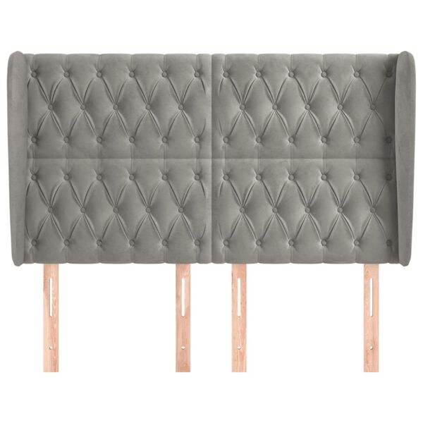 vidaXL T&ecirc;te de lit avec oreilles Gris clair 163x23x118/128 cm Velours