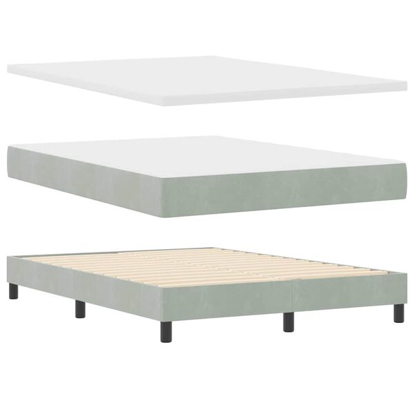 vidaXL Lit &agrave; ressorts avec matelas Gris clair 140 x 200 cm Velours