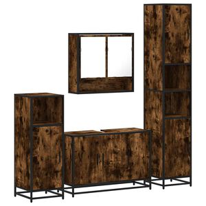 vidaXL Ensemble meubles salle de bain 4 pcs ch&ecirc;ne fum&eacute; bois ing&eacute;nierie