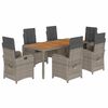 vidaXL Ensemble &agrave; manger de jardin et coussins 7 pcs gris rotin