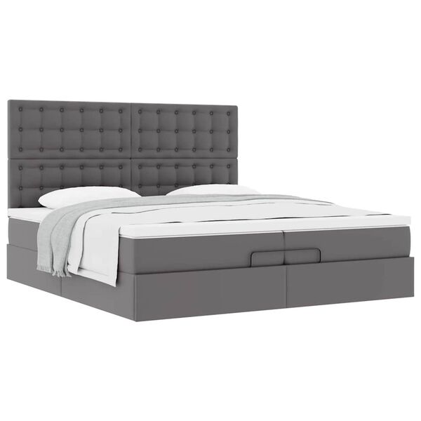 VidaXL Cadre de lit ottoman avec matelas gris 200x200 cm similicuir