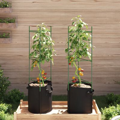 vidaXL Cage à tomates avec sac à plantes 2 pcs 116 cm acier et PP