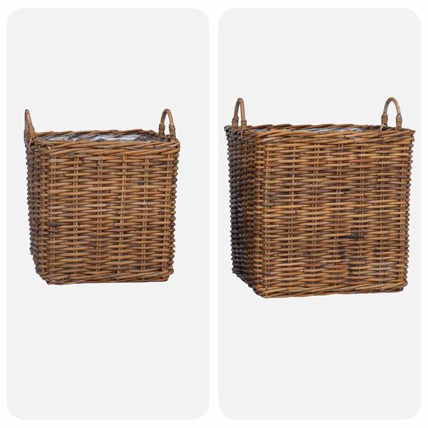 vidaXL Panier de Plante avec stockage 2 pcs Marron Rattan Lacak