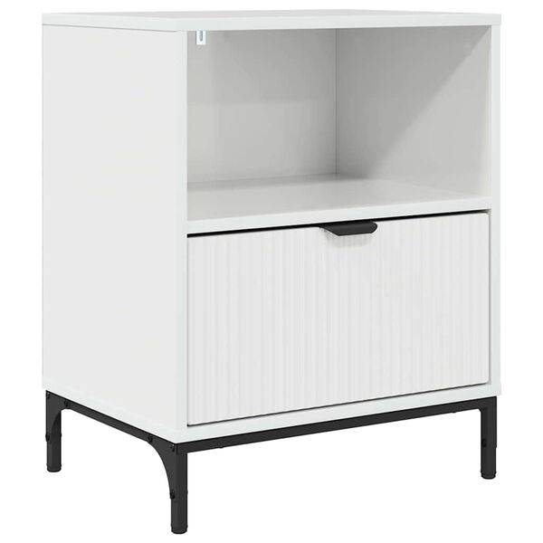 vidaXL avec tiroir Blanc brillant 49 x 36 x 61 cm Bois d'ing&eacute;nierie