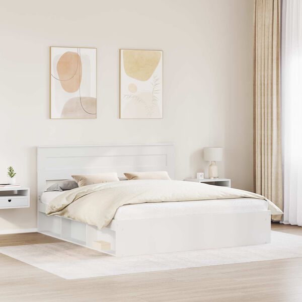 vidaXL Cadre de lit Blanc 200 x 200 cm Bois de pin massif