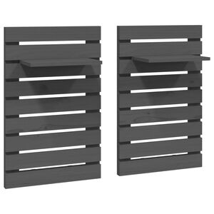 vidaXL &Eacute;tag&egrave;res de chevet murales 2 pcs Gris Bois de pin massif