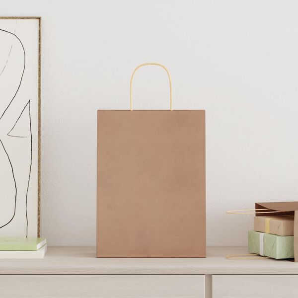 vidaXL Sacs en papier 50 pcs avec poignées marron 26x12x35 cm