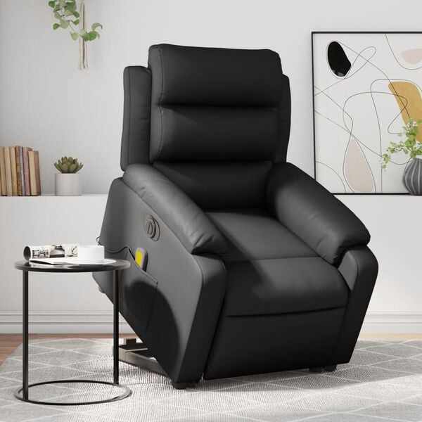 vidaXL Fauteuil inclinable de massage &eacute;lectrique noir similicuir