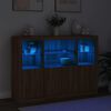 vidaXL Buffets avec lumi&egrave;res LED 3 pcs ch&ecirc;ne brun bois d'ing&eacute;nierie