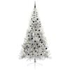vidaXL Sapin de No&euml;l artificiel pr&eacute;-&eacute;clair&eacute; Argent 240 cm PET