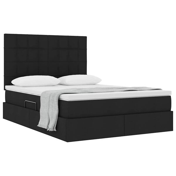 vidaXL Lit avec rangement et matelas Noir 140 x 190 cm Polyester
