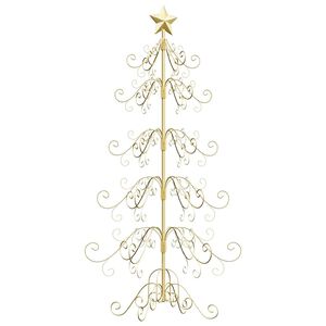 vidaXL Arbre de No&euml;l en m&eacute;tal Dor&eacute; 150 cm Acier rev&ecirc;tu de poudre