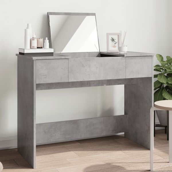 vidaXL Coiffeuse avec miroir gris b&eacute;ton 100x45x76 cm