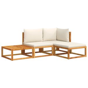 vidaXL Ensemble de canap&eacute;s de jardin 4 pi&egrave;ces avec coussins en bois d'acacia et rotin