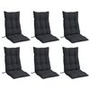 vidaXL Coussins de chaise à dossier haut lot de 6 noir tissu oxford