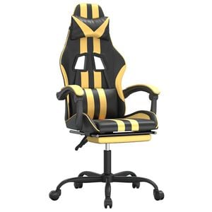 vidaXL Chaise de jeu avec repose-pied Noir et dor&eacute; Similicuir