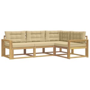 vidaXL Ensemble de canap&eacute;s d'ext&eacute;rieur 3 pcs Blanc et Beige Polyester