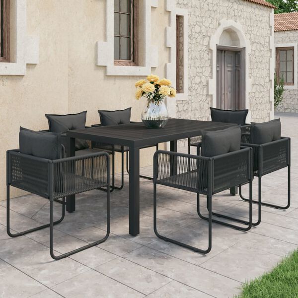 vidaXL Ensemble &agrave; manger de jardin 7 pcs PVC r&eacute;sine tress&eacute;e noir
