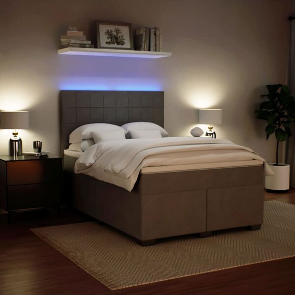 vidaXL Sommier &agrave; lattes de lit et matelas Gris clair 140x200cm Velours