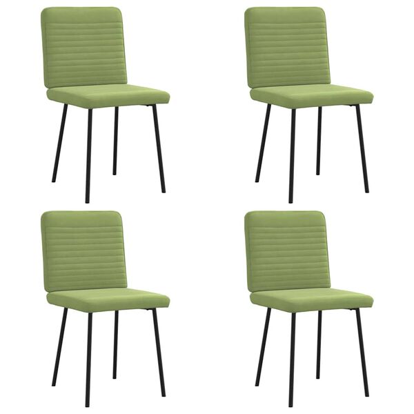 vidaXL Chaises &agrave; manger lot de 4 vert clair velours