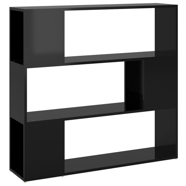 vidaXL Biblioth&egrave;que/S&eacute;parateur de pi&egrave;ce Noir brillant 100x24x94 cm