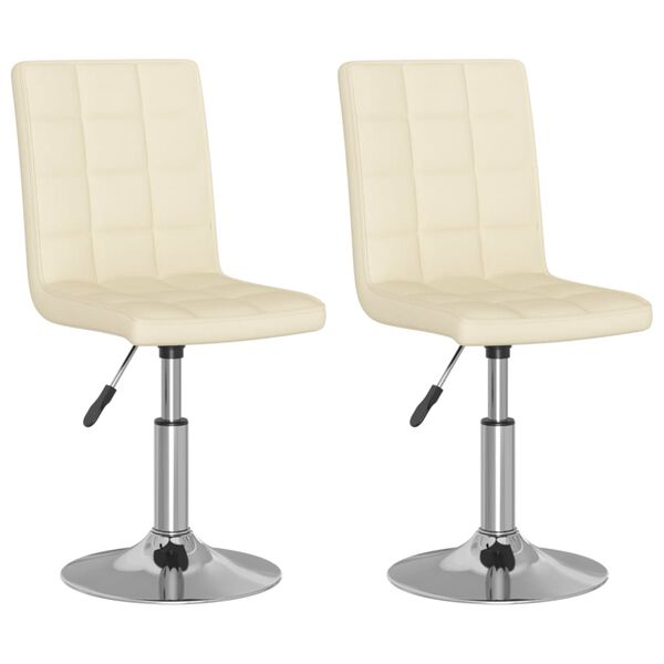 vidaXL Chaises pivotantes &agrave; manger lot de 2 Cr&egrave;me Tissu