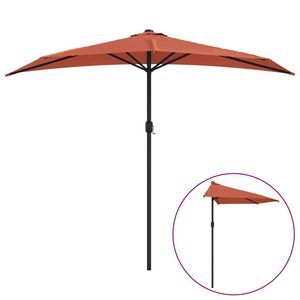 vidaXL Parasol de balcon et m&acirc;t en aluminium Terre cuite 270x144x222cm