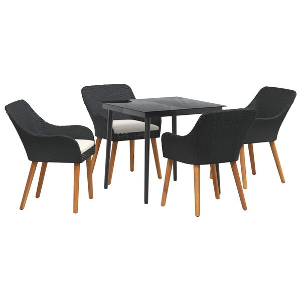 vidaXL Ensemble de salle &agrave; manger pour jardin 5 pcs Noir polyrotin