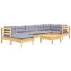 vidaXL Salon de jardin 8 pcs avec coussins gris Bois de pin massif