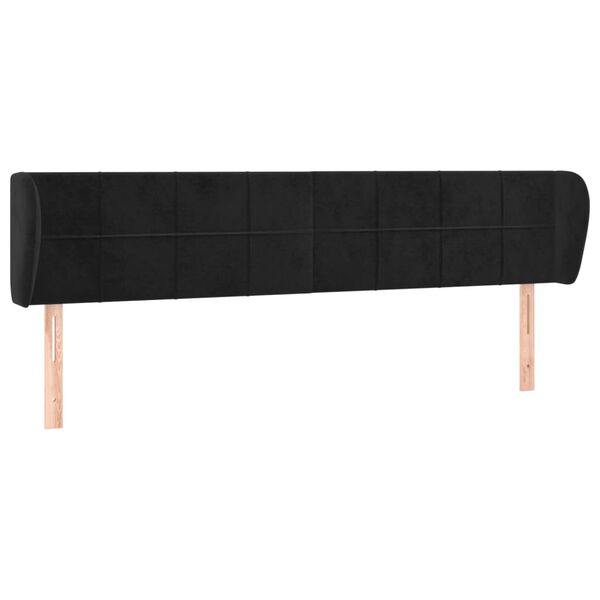 vidaXL T&ecirc;te de lit avec oreilles Noir 183x23x78/88 cm Velours