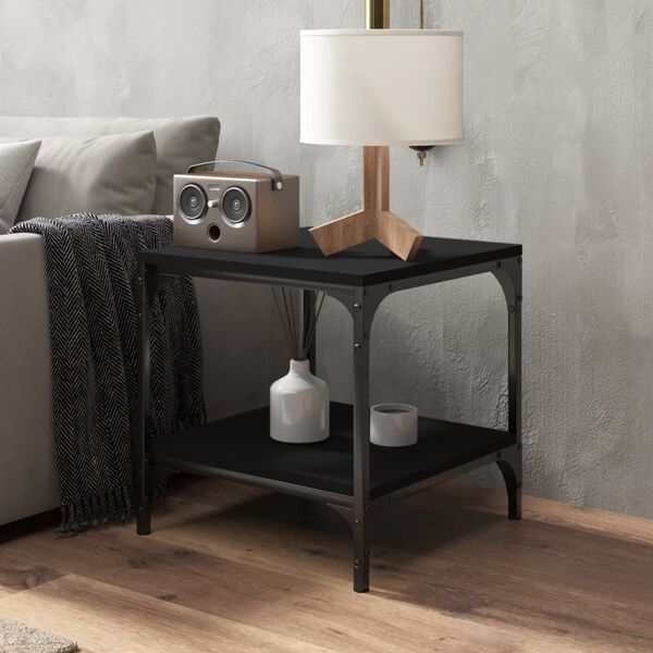 vidaXL Table d'appoint Noir 40x40x40 cm Bois d'ing&eacute;nierie