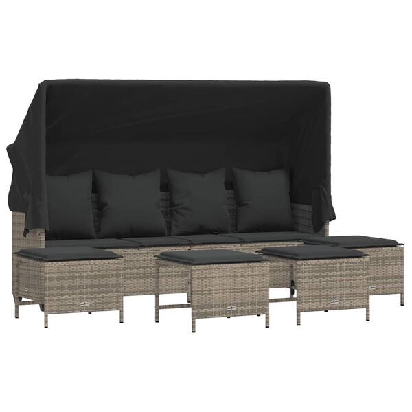 vidaXL Salon de jardin 5 pcs avec coussins gris r&eacute;sine tress&eacute;e