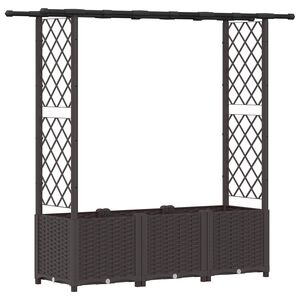 vidaXL Lit &Eacute;lev&eacute; avec Treillis et Toit Marron 162,5 x 40 x 138 cm PP