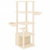 vidaXL Arbre &agrave; chat avec griffoirs en sisal cr&egrave;me 147 cm