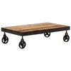 vidaXL Table basse avec roulettes Bois de manguier massif 100x60x26 cm