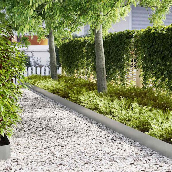 vidaXL Bordure de Pelouse 10 pcs Argent 100 x 0.05 x 20 cm