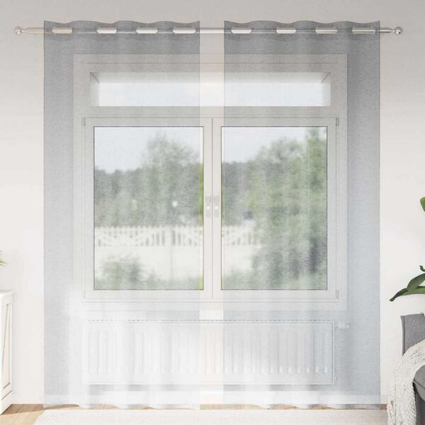 vidaXL Rideau en Voile 2 pcs Gris fonc&eacute; 225 x 140 cm Polyester