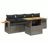 vidaXL Salon de jardin 5 pcs avec coussins gris r&eacute;sine tress&eacute;e