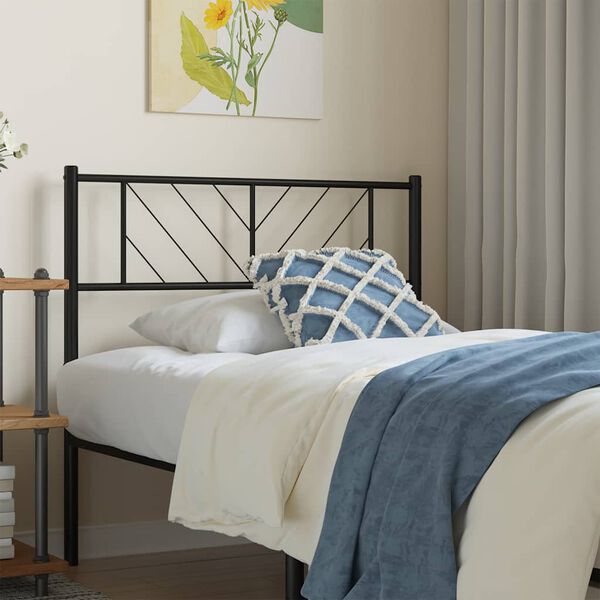 vidaXL T&ecirc;te de lit de remplacement m&eacute;tal noir 107 cm