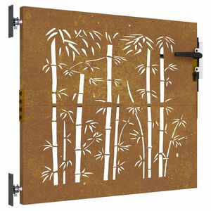 vidaXL Portail de jardin 85x75 cm acier corten design de bambou