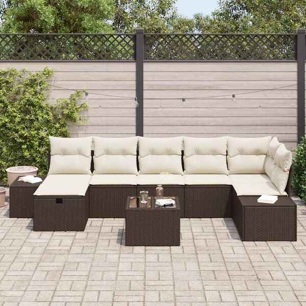 vidaXL Ensemble de Canap&eacute;s avec coussin 8 pcs polyrotin