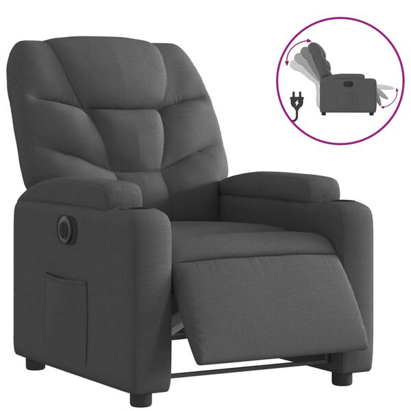 vidaXL Fauteuil inclinable &eacute;lectrique Noir Tissu