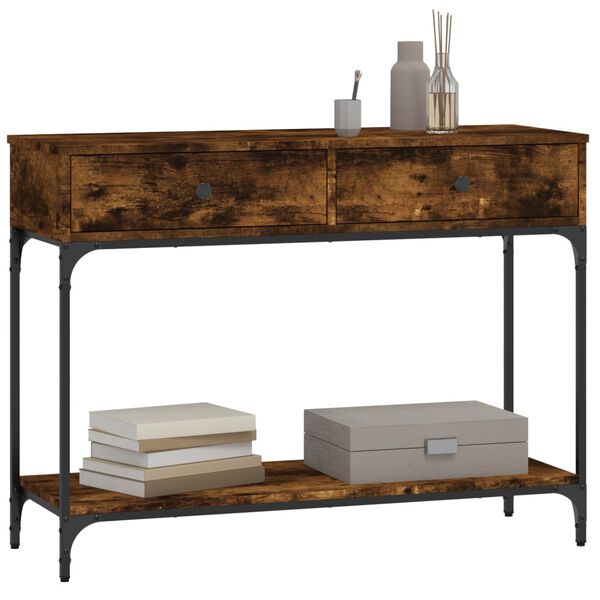vidaXL Table console ch&ecirc;ne fum&eacute; 100x34,5x75 cm bois d'ing&eacute;nierie