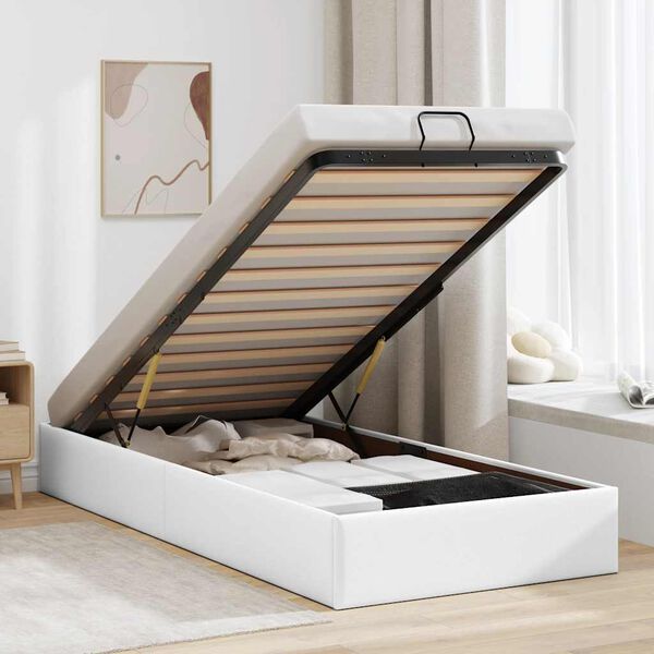 vidaXL Cadre de lit ottoman sans matelas blanc 90x200 cm similicuir