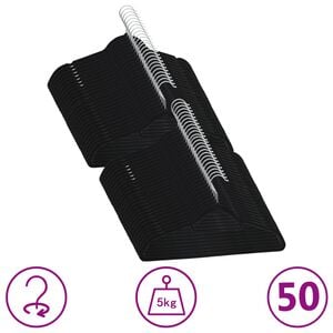vidaXL Cintres antid&eacute;rapants 50 pcs Noir Velours