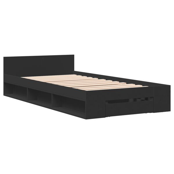 vidaXL Cadre de lit avec tiroir sans matelas noir 90x190 cm