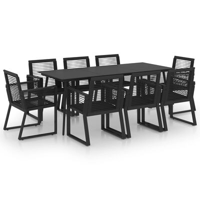 vidaXL Ensemble à manger d'extérieur 9 pcs Rotin PVC Noir