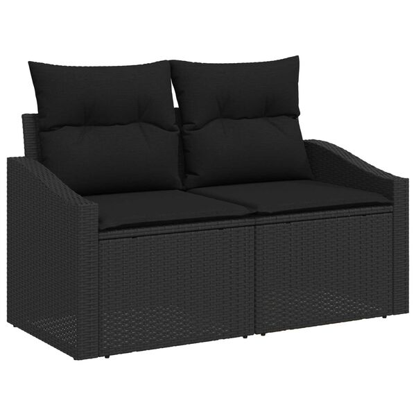 vidaXL Ensemble de Canap&eacute;s avec coussin 7 pcs Noir polyrotin