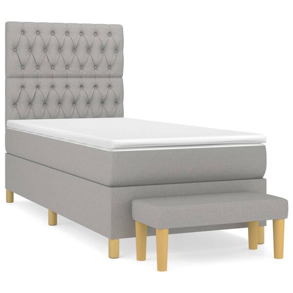 vidaXL Sommier &agrave; lattes de lit avec matelas Gris clair 100x200cm Tissu
